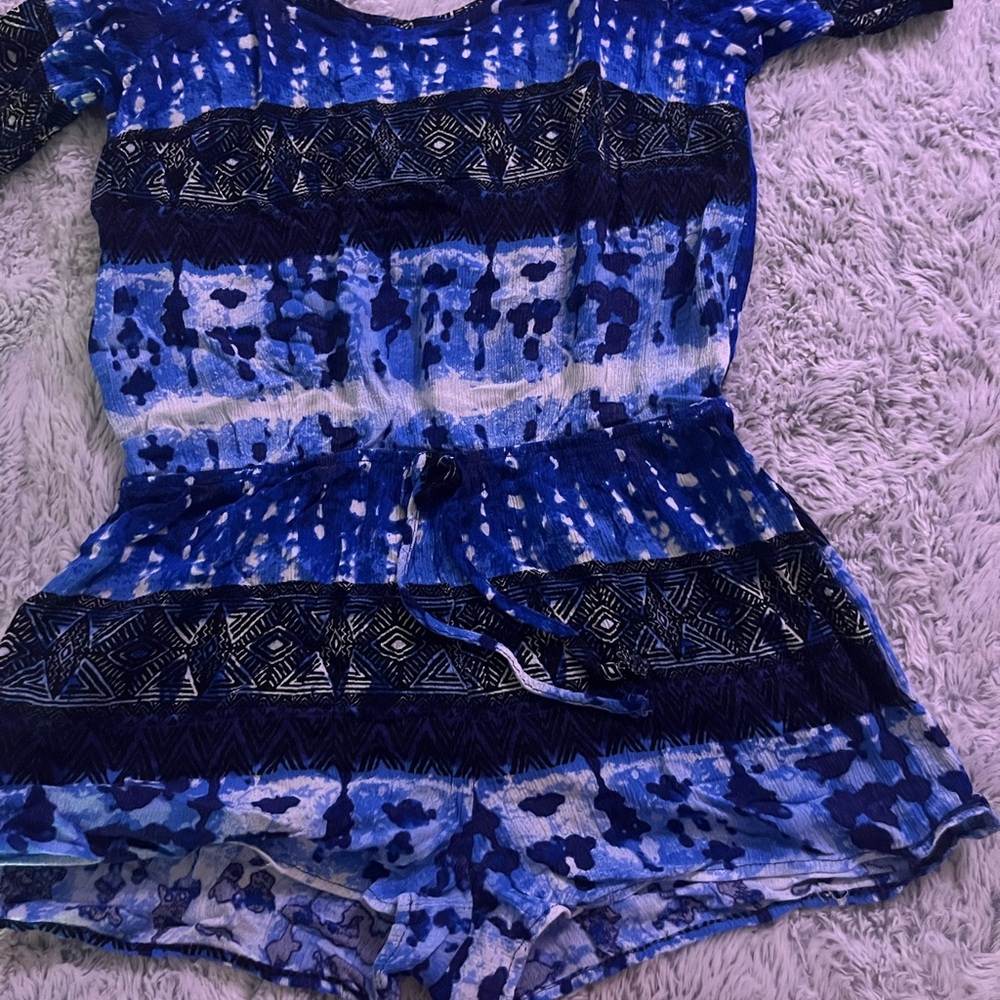 Timing Blue Patterned Kids Romper